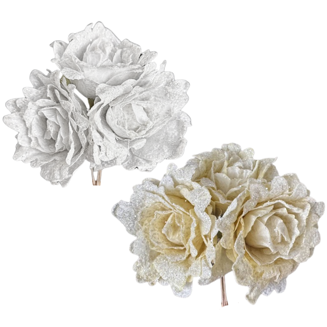 (QBD00218) 3 pz rosa 20 cm blanco/crema