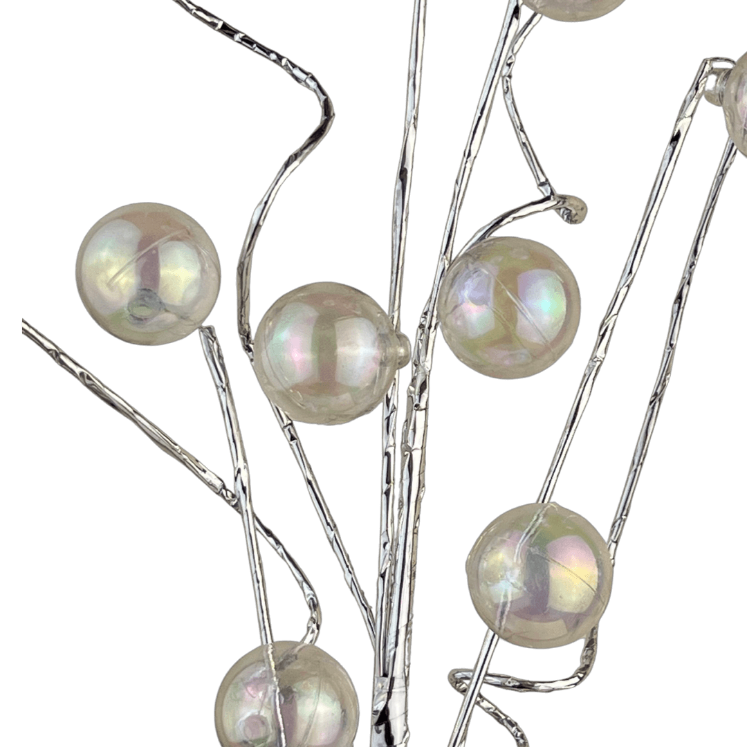 (Qbd00077) Follaje Esferas tornasol 50Cm Blanco