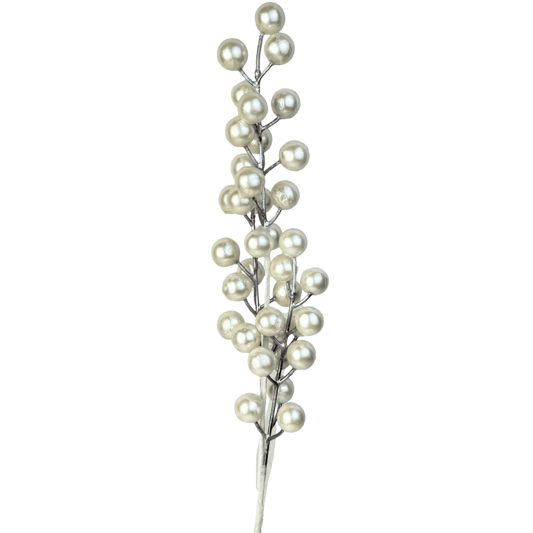 (QBD0085W) Follaje perlas 45 cm blanco