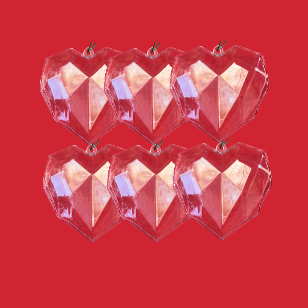 (284390) Corazon Diamantado de Plastico 8x5cm c/6 pzas