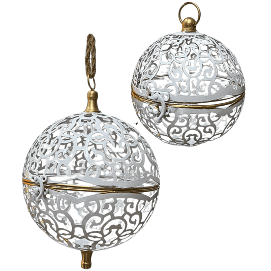 (T248466T2-H3) Set c/2 esferas craqueladas blanco (15 y 20 cm)