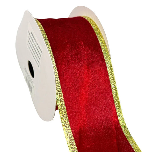 (TB01683) Liston navideño 6.5 CM X 9 M rojo/oro