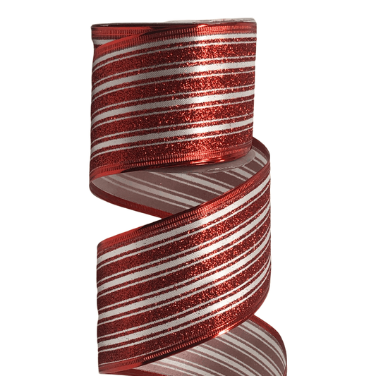 (TCH01752WR) Liston navideño 6.5cm x 9m rojo