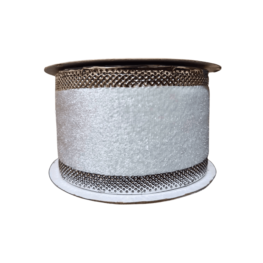 (TCH01765S) Liston navideño plata 6.5cm x 9m