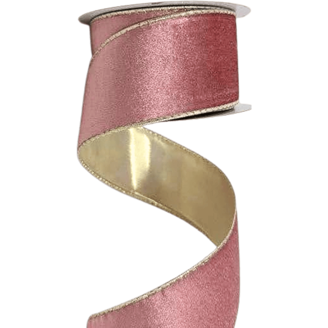 (TCH01836OPCh) Liston terciopelo palo rosa/champaña 6.5cm x 9m