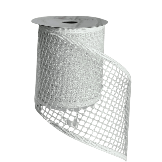 ()(TCH01847W) Liston malla blanco 10cm x 9m