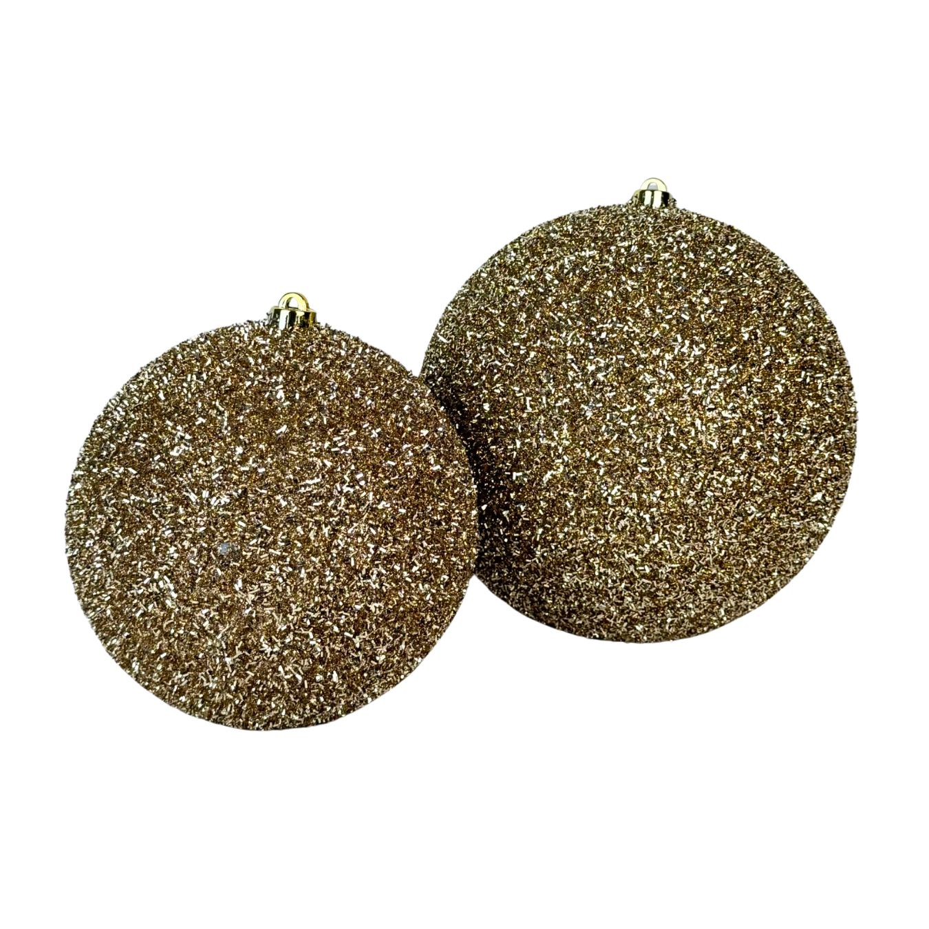 Esfera tinsel champaña, medidas 20 cm/25 cm