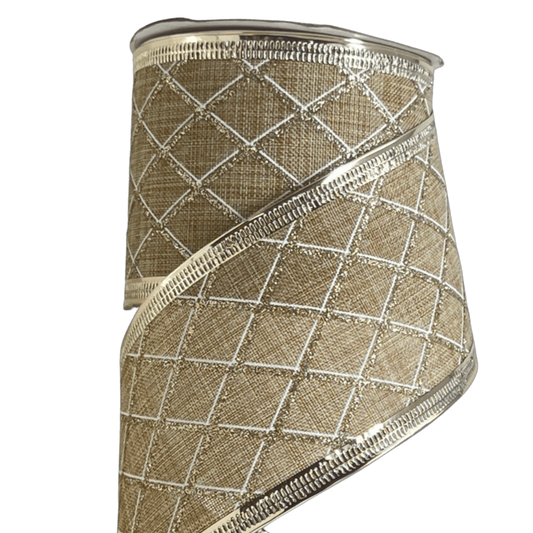 (Tch01544ch) Liston navideño Rombos 6Cm 9M Yute