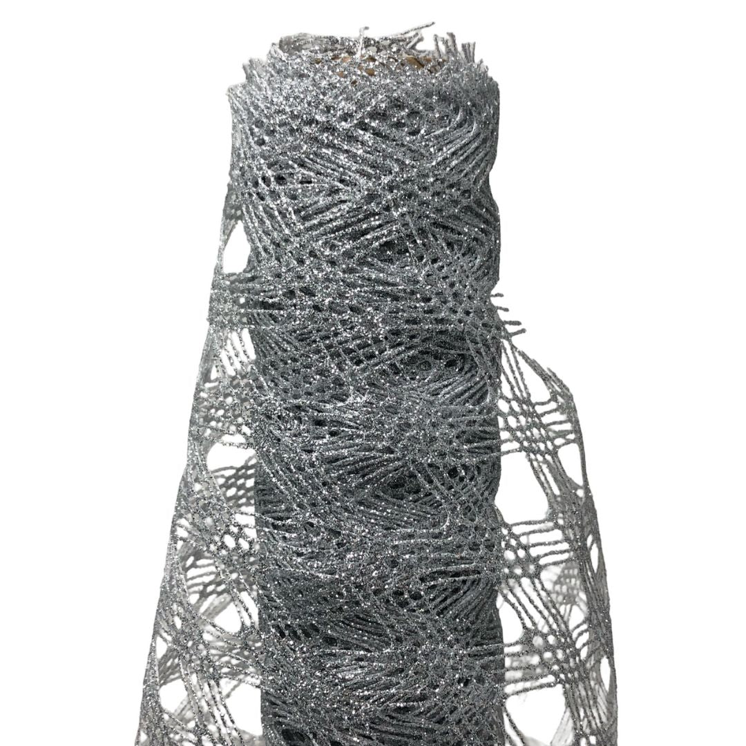 (YW0737-009S) Mallas forma rombo color plata de 15/24 cm x 5.5 m