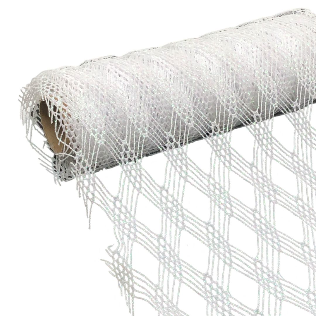 (YW0737-009W) Mallas forma rombo color blanco de 15/24 cm x 5.5 m