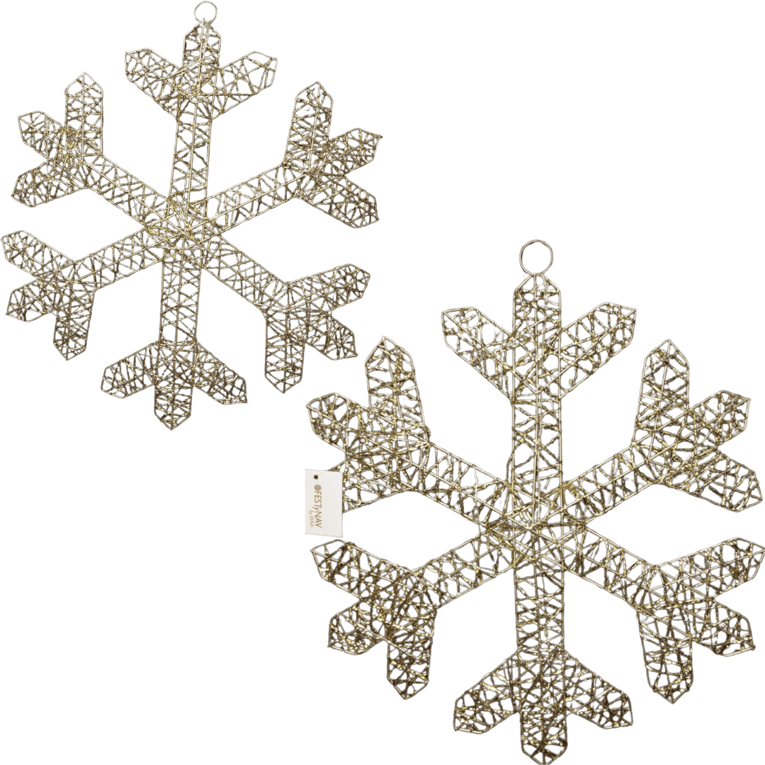 Copo de nieve con luz oro 40 cm/ 50 cm