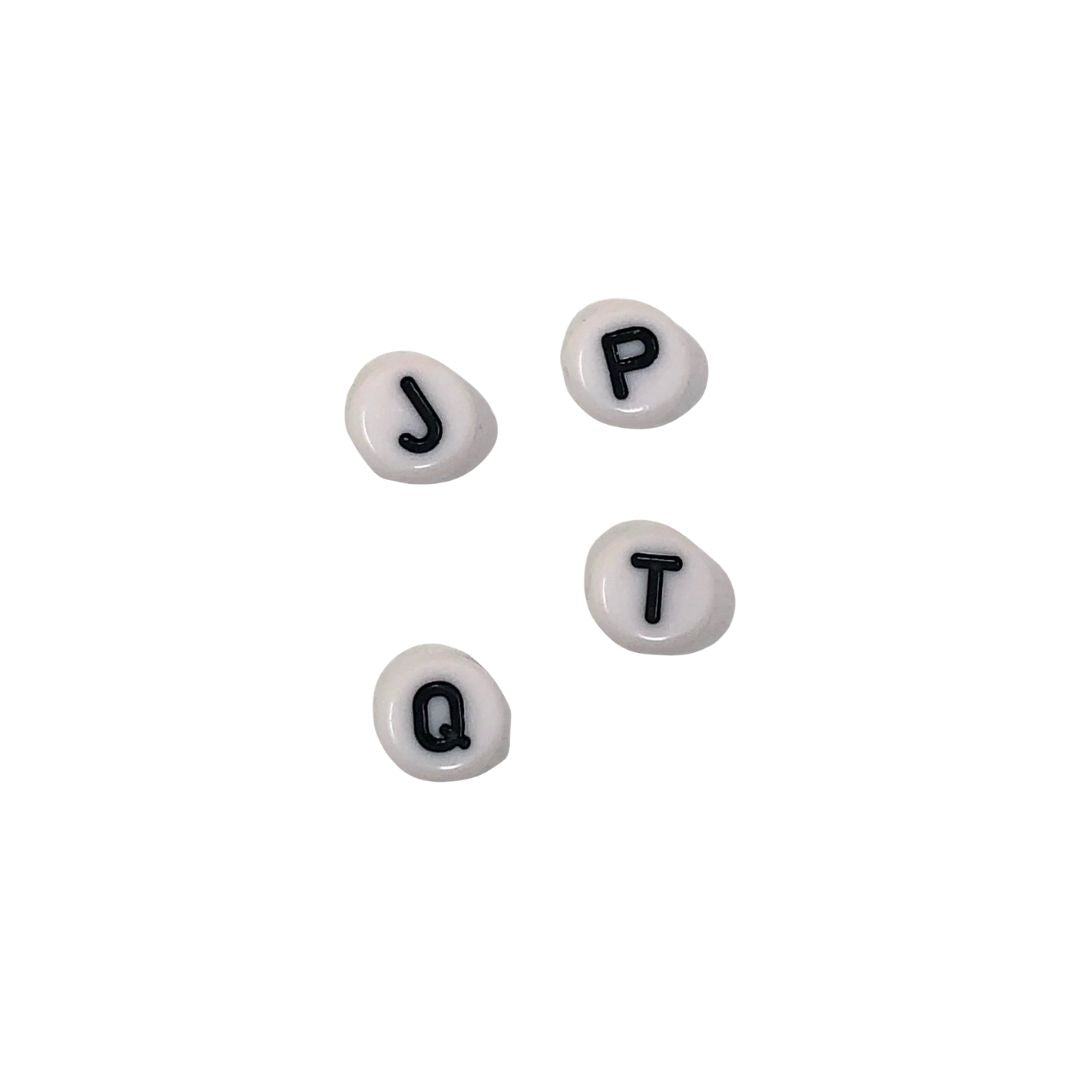 Cuenta redonda/hexagonal de letras y numeros 25 gr c/u