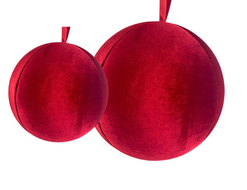 ESFERA TERCIOPELO 17.5 y 25CM ROJO