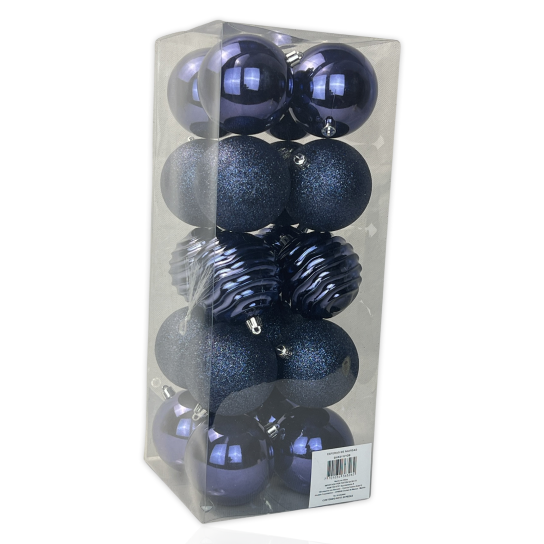 (Bhk01121Ob) Esfera navideña Metálica 8Cm C/20 Azul Petroleo