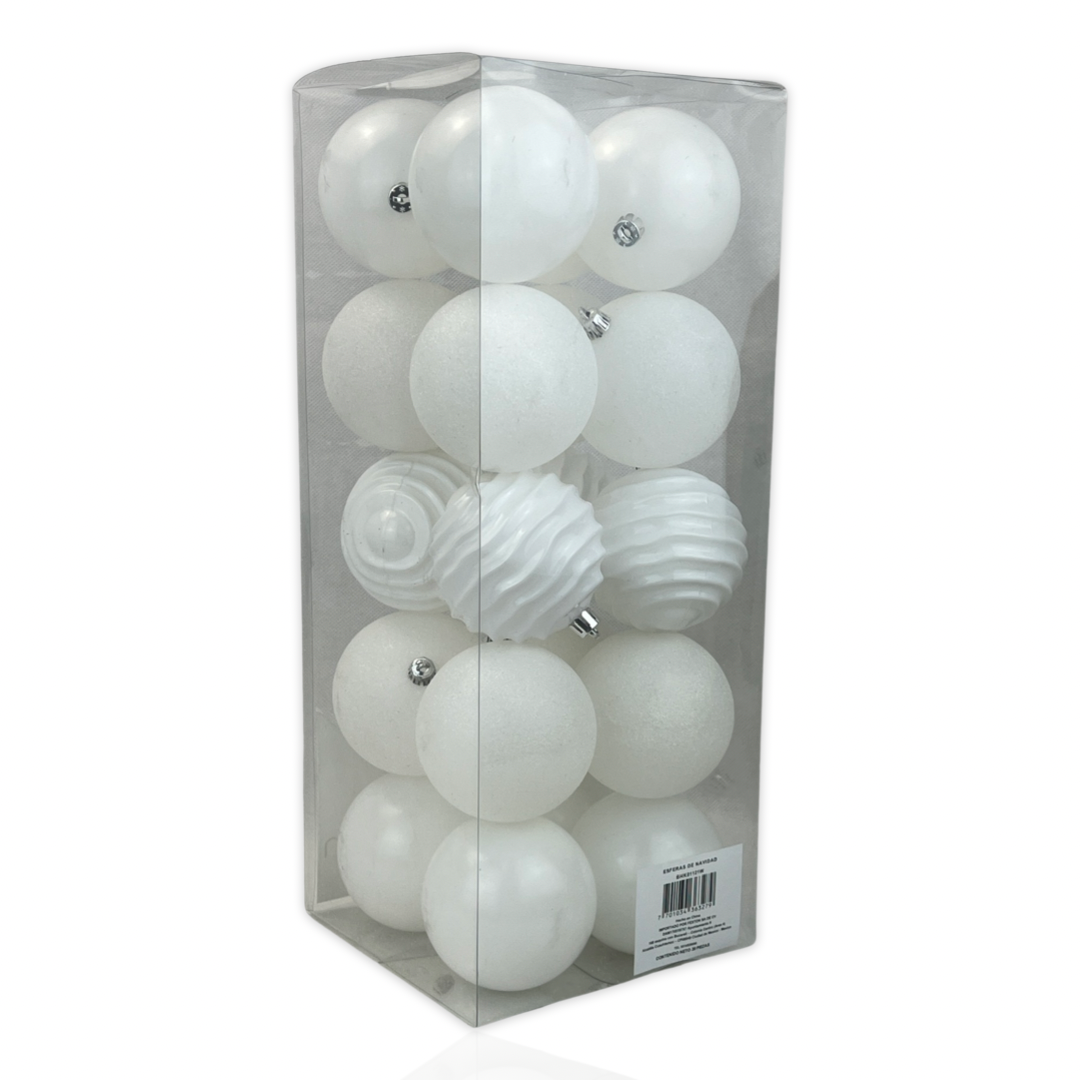 (Bhk01121W) Esfera navideña Metálica 8Cm C/20 Blanco