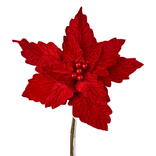 (FLR00946R) Nochebuena de terciopelo 30CM rojo