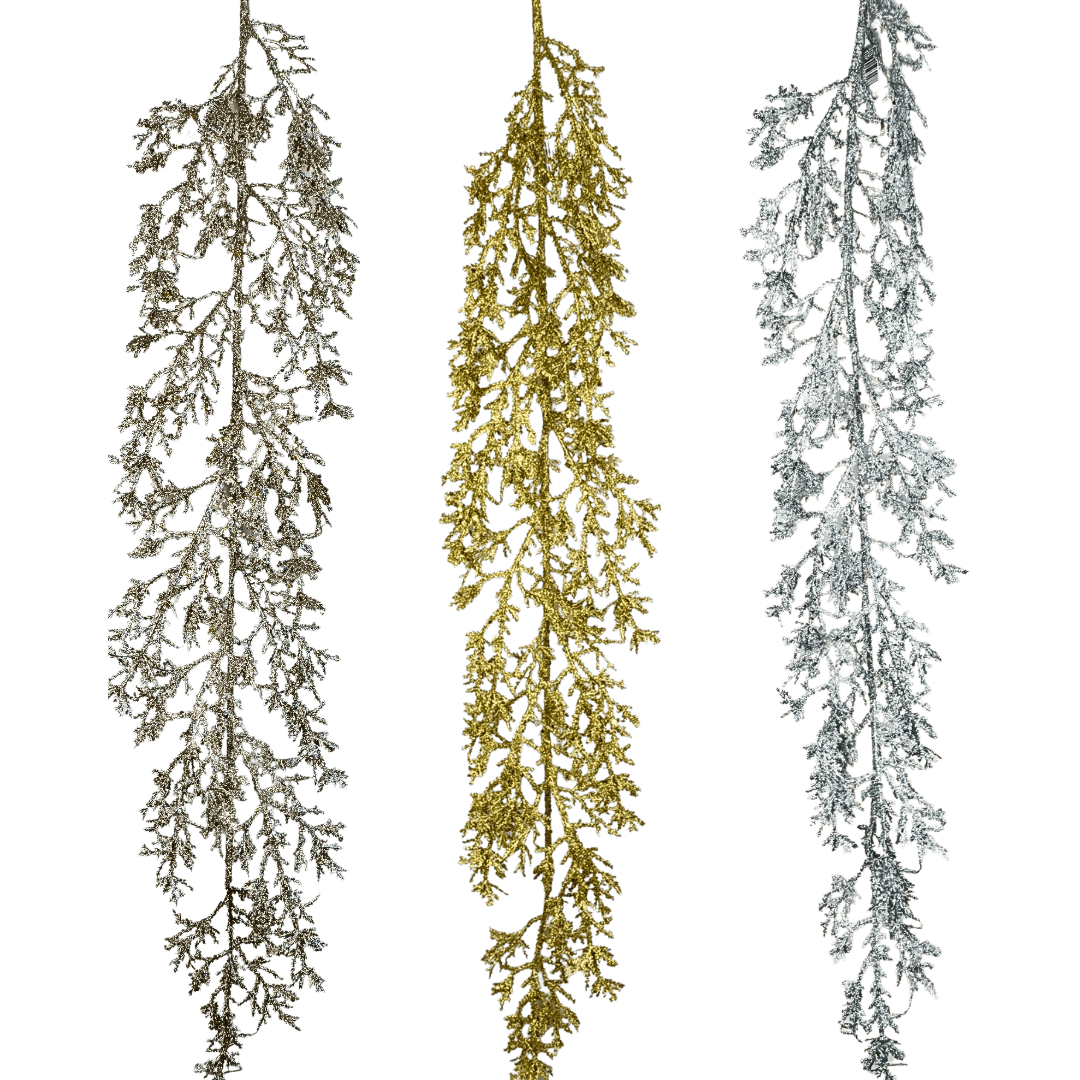 Guirnalda rama 130 cm champaña/oro/plata