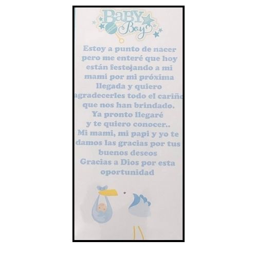 (9916) Oración de baby shower c/10 pz, varios diseños