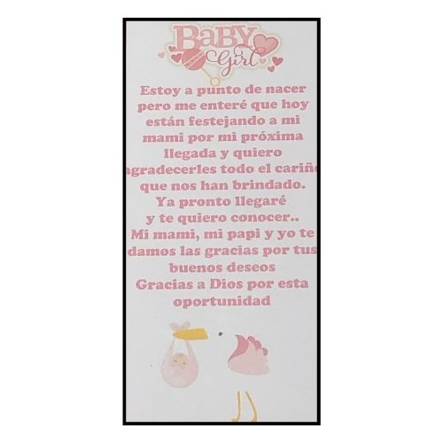 (9916) Oración de baby shower c/10 pz, varios diseños