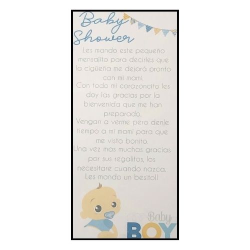 (9916) Oración de baby shower c/10 pz, varios diseños