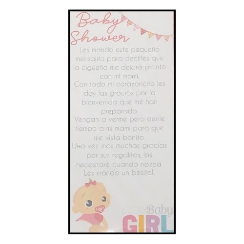 (9916) Oración de baby shower c/10 pz, varios diseños