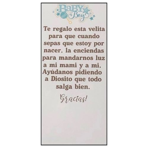 (9916) Oración de baby shower c/10 pz, varios diseños