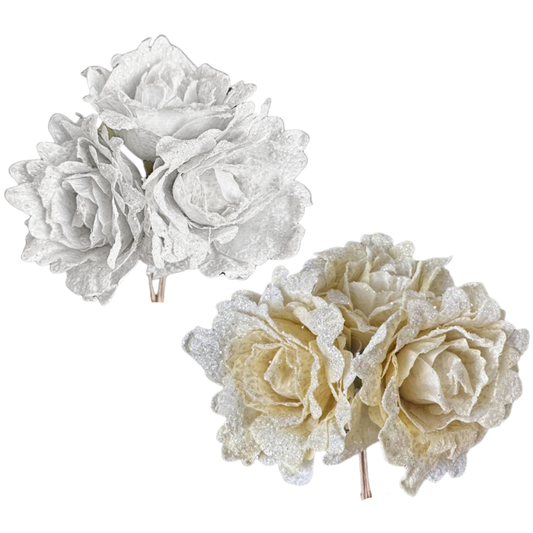 ROSA 20CM C/3 PZ BLANCO/CREMA