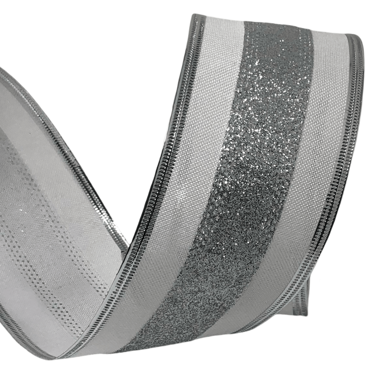 (TCH01726S) Liston navideño 6.5cm x 9m plata