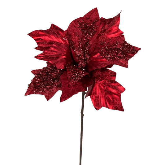 (9109R) Nochebuena Metálica Craquelada 24X40CM Rojo