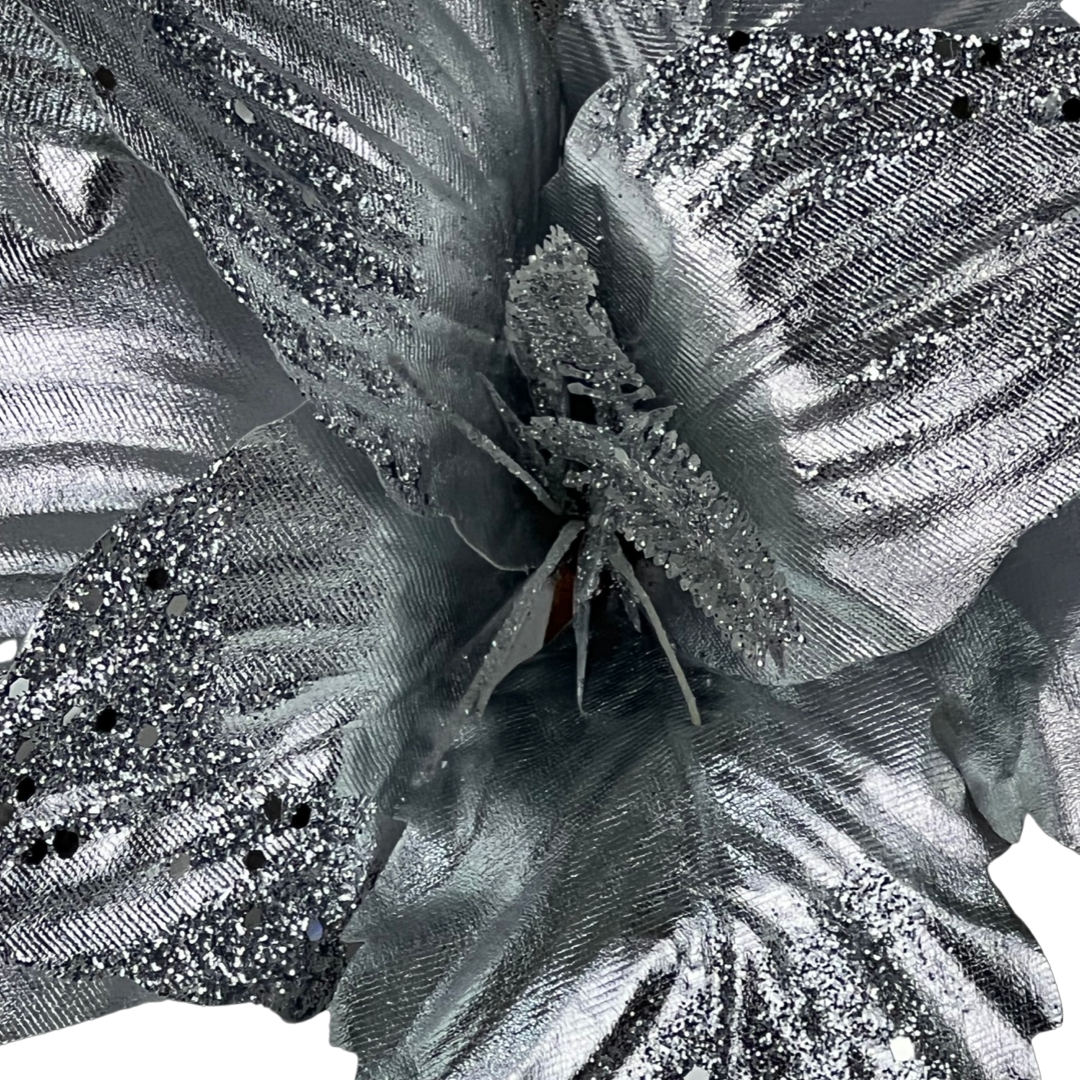 (FLQ09207S) Nochebuena Metálica 38X50CM Plata