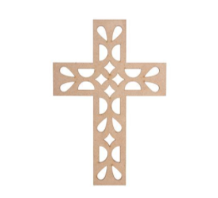 (26451) Cruz garigoleada madera 15.5x10.7cm