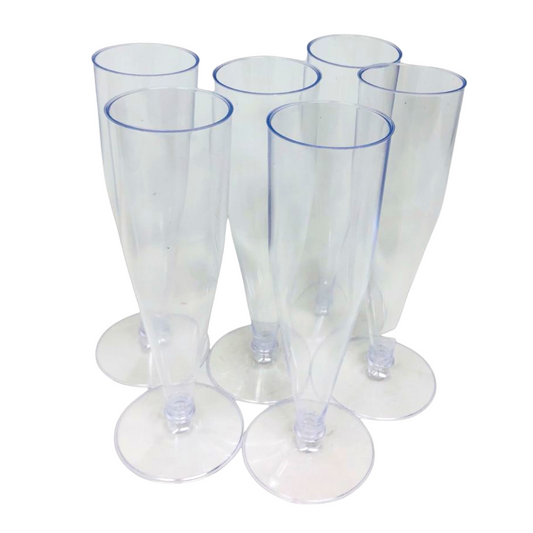 Copas de plastico flauta c/6 pz 18 cm