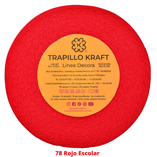 Trapillo Kraft 180 Gr Aprox C-78 Rojo Escolar