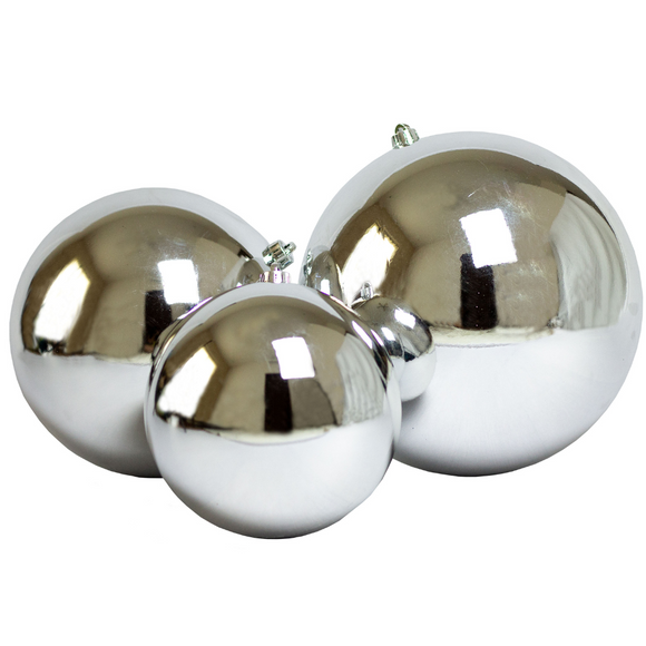 Esfera navideña metalica jumbo plata (varias medidas)