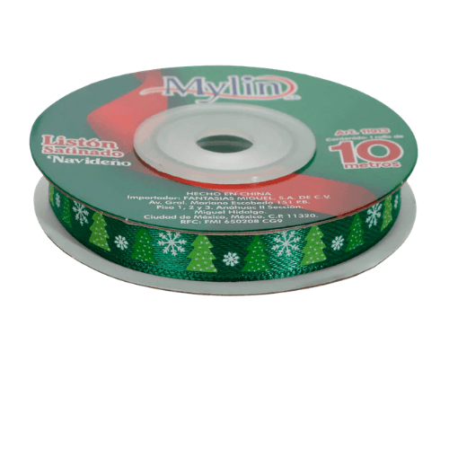 (11913)Liston Satin Navideño de 10 mm x 10 m