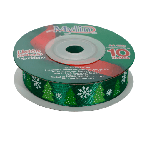 (11914)Liston Satin Navideño de 15 mm x 10 m