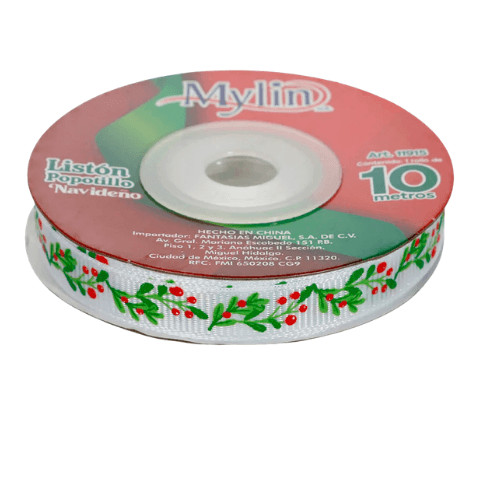 (11915)Liston Popotillo Navideño de 10 mm x 10 m