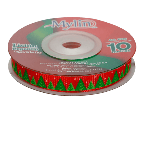(11915)Liston Popotillo Navideño de 10 mm x 10 m