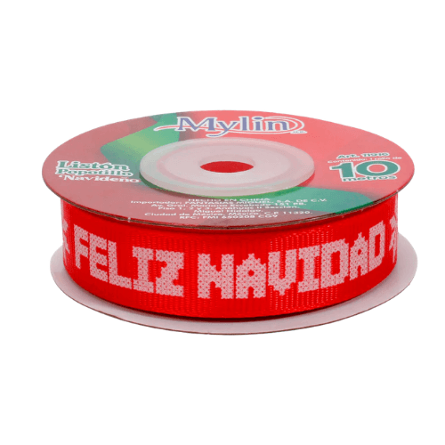 (11916)Liston Popotillo Navideño de 15 mm x 10 m