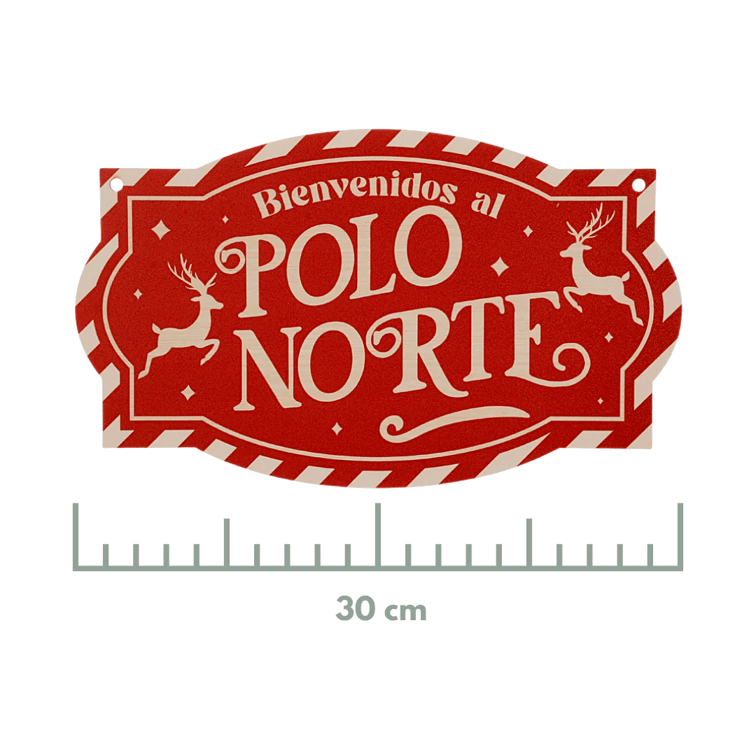 (12248) LETRERO POLO NORTE 18X30CM ROJO