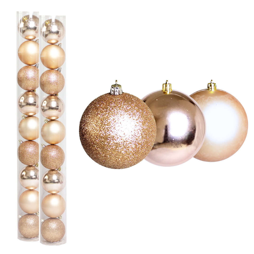 (Bhk00273Chg) Esferas Navideñas De 8Cm C/9Pcs, Champaña/Dorado