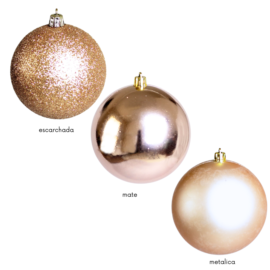 (Bhk00273Chg) Esferas Navideñas De 8Cm C/9Pcs, Champaña/Dorado