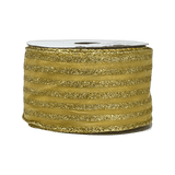 (Tch01507G) Liston navideño Lineas Escarchadas 6Cm 9M oro