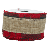 (Tch01522) Liston navideño Yute Escoces 6Cm 9M Rojo