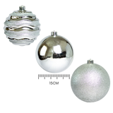 (BHK00226S(S)) Esferas navideñas de 15CM C/3PZ Plata