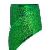 (Tch01604E) Liston navideño Escarchado  6Cm 9M verde