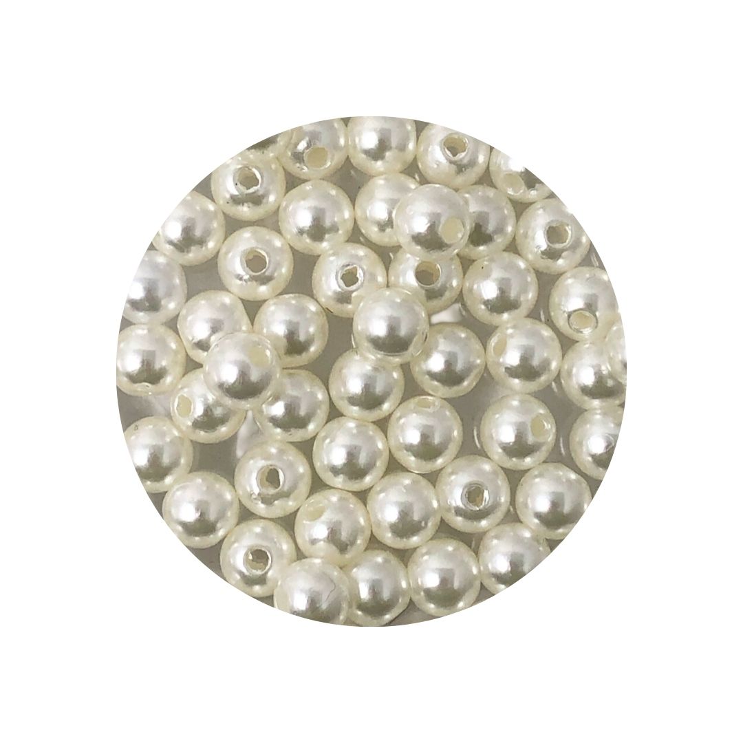 (2038-8) Perla plastica 8 mm 25 gr blanca/beige