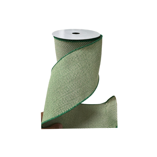 (346-140) Liston Zig Zag 10 CmX9M Verde con Beige