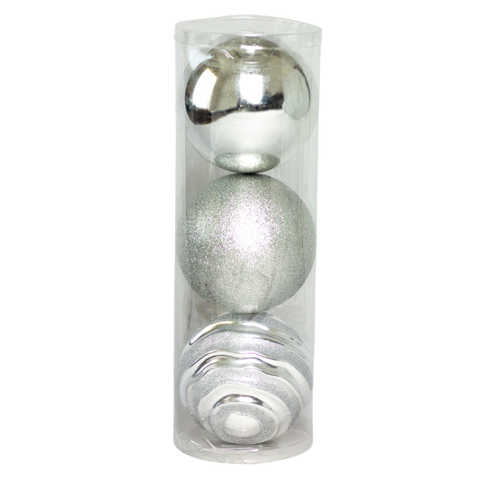 (BHK00226S(S)) Esferas navideñas de 15CM C/3PZ Plata