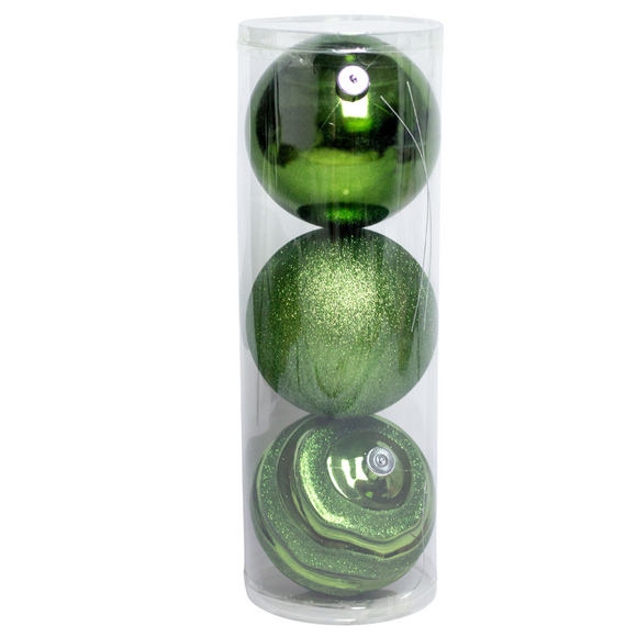 (Bhk00226Ol) Esferas navideñas De 15Cm C/3 Verde Olivo